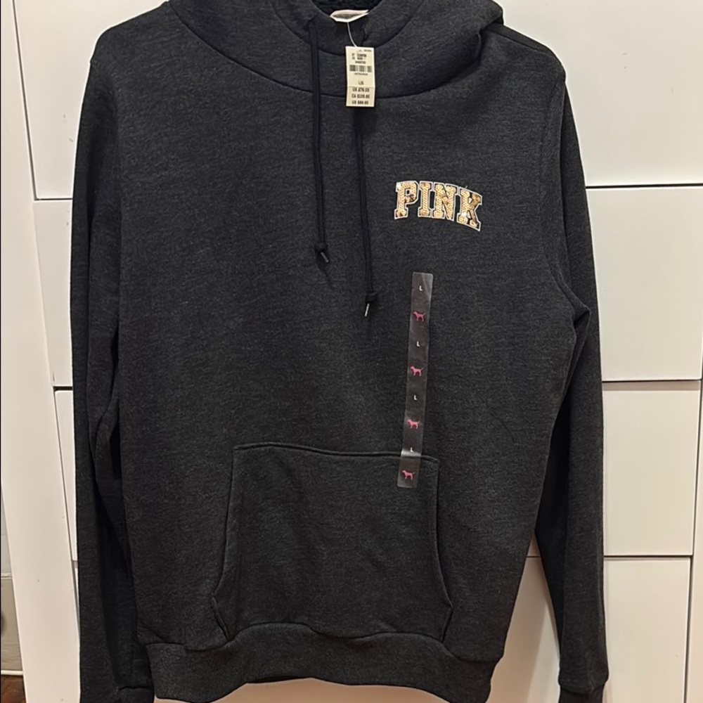*RARE* PINK Victoria's Secret Dark Gray women’s Hoodie * NWT* TikTok find!